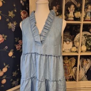 Crown & Ivy Light Blue Ruffle Dress